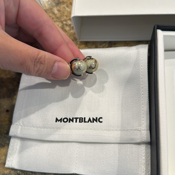 New Mont Blanc gold and silver sphere cufflinks - Picture 2 of 4